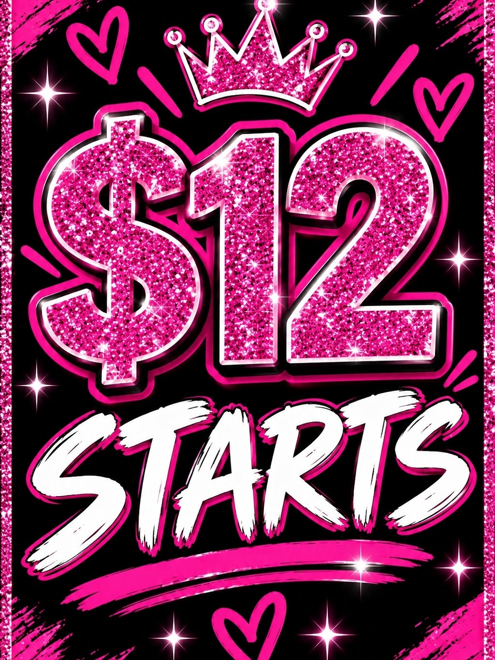 Pink "$12 Starts" Party Poster - Home Party Supplies